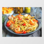 Vis en zeevruchten Pasta Garnalen Spieren Specerij Raamsticker (Vel)