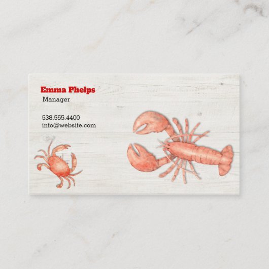 Vis en zeevruchten Restaurant Food Service Rustiek Visitekaartje (Achterkant)