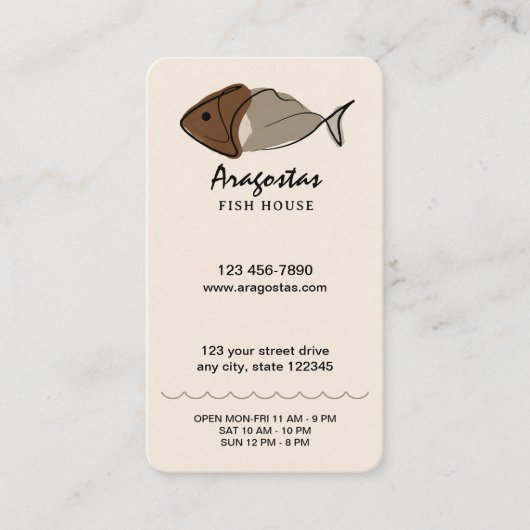 Vis en zeevruchten Restaurant Visitekaartje (Voorkant)