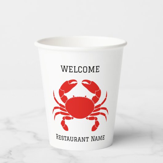 Vis en zeevruchten restaurant welkom rode krab Per Papieren Bekers (Voorkant)