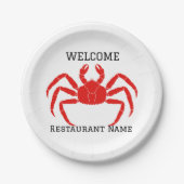 Vis en zeevruchten restaurant welkom rode krab Per Papieren Bordje (Voorkant)