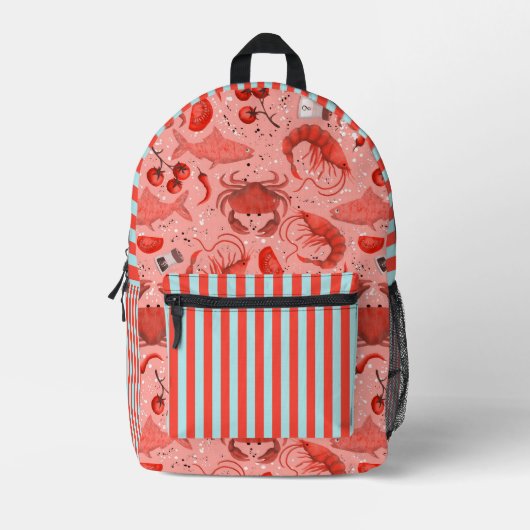 Vis en zeevruchten spectaculair bedrukte rugzak (Voorkant)