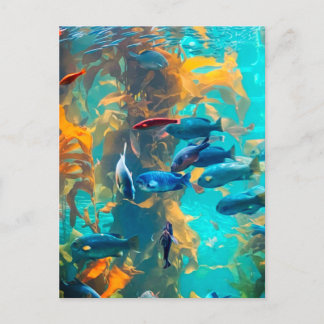 Vis en zeewier briefkaart