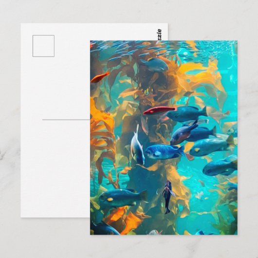 Vis en zeewier briefkaart (Voorkant / Achterkant)