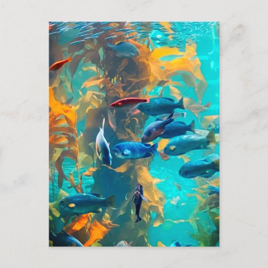 Vis en zeewier briefkaart (Voorkant)