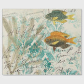 Vis en zeewier met schrijfwerk cadeaupapier (Vlak)