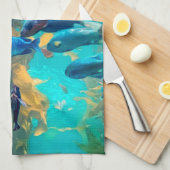Vis en zeewier theedoek (Quarter Fold)