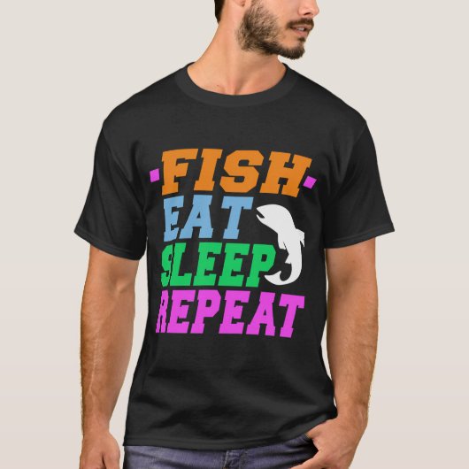 vis eten slapen herhalen t-shirt (Voorkant)
