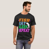 vis eten slapen herhalen t-shirt (Voorkant volledig)