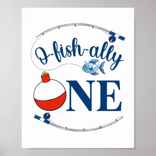 Vis-figuurlijk één visjongen eerste verjaardag Off Poster (Voorkant)