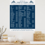Vis & Frites Shop Restaurant Menu Poster (Keuken)