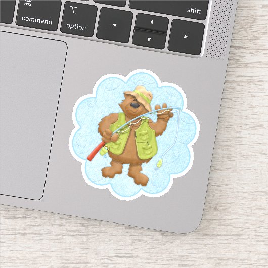Vis gaan Beer Vader Uitknip Sticker Decal (Detail)