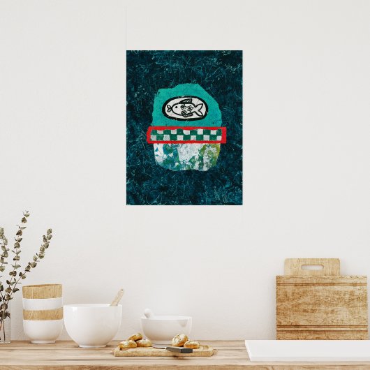 Vis gaat naar markt Poster Wall Art (Keuken)