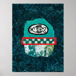Vis gaat naar markt Poster Wall Art