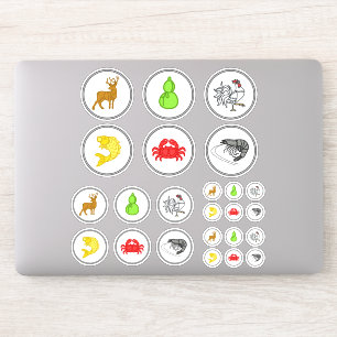 Vis garnaal krab spel vinyl Sticker blad