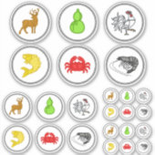 Vis garnaal krab spel vinyl Sticker blad (Voorkant)