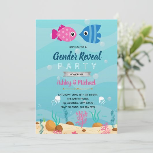 Vis geslacht onthullen uitnodiging (Staand voorkant)