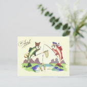 Vis Gevist Hoefijzer Net Briefkaart (Staand voorkant)