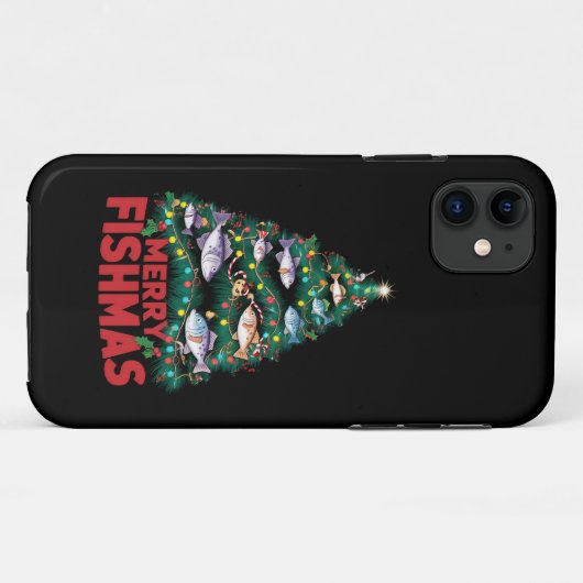 Vis Gevist met de blauwe kerstboom Case-Mate iPhone Case (Achterkant (horizontaal))