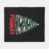 Vis Gevist met de blauwe kerstboom Fleece Deken (Voorkant (Horizontaal))