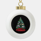 Vis Gevist met de blauwe kerstboom Keramische Bal Ornament (Voorkant)