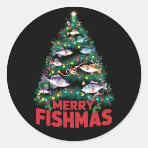 Vis Gevist met de blauwe kerstboom Ronde Sticker