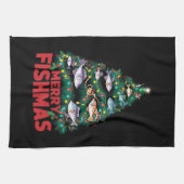 Vis Gevist met de blauwe kerstboom Theedoek (Horizontaal)