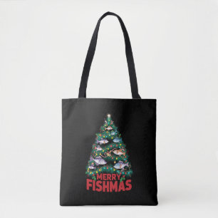 Vis Gevist met de blauwe kerstboom Tote Bag