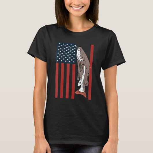 Vis Gevist vis Patriottic Catfish American America T-shirt (Voorkant)