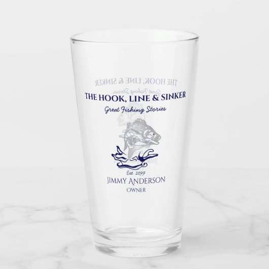 Vis Gevist Visser Drinkware Pint Bierglas Glas (Achterkant)