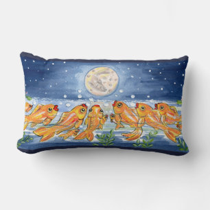 Vis Goldfish Moon Night Time Designer Pillow Kussen
