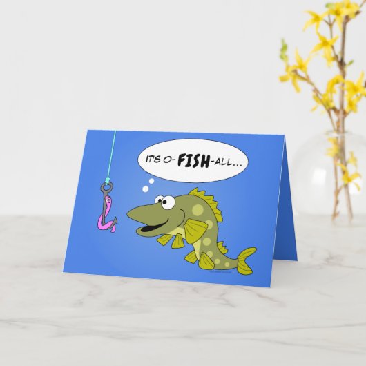 Vis Grappige Verjaardag voor Visser Oudere Man Kaart (Gele Bloem)