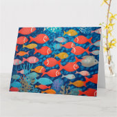 Vis groot gevouwen Wenskaart Kaart (Gele Bloem)