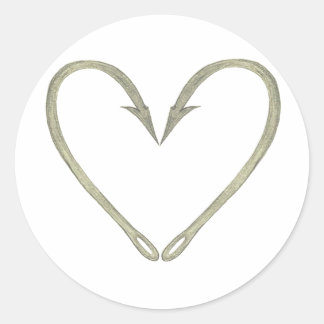 Vis Haak Hart Ronde Sticker