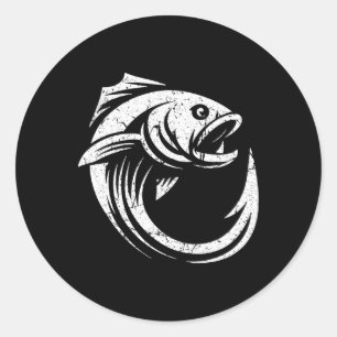 Vis Haak Minimaal Kunstwerk Angler's Eenvoudige Li Ronde Sticker