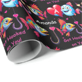 Vis, haak, naam - Verslaafd aan jou! 4 Cadeaupapier (Rol Hoek)