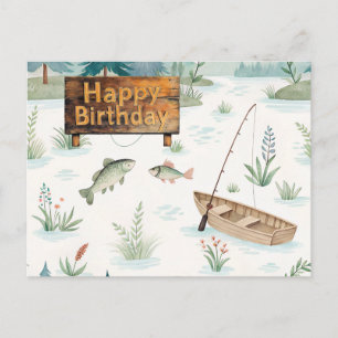 Vis Happy Birthday thema visser Briefkaart