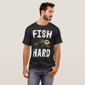 Vis Harde Tee Skelet Vis Bot Tees Scherpe Tanden (Voorkant volledig)