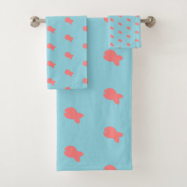 Vis Herhaal Kids Baby Lt Blauwe Bad Handdoek Set