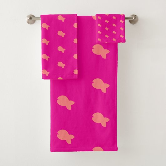 Vis Herhaling Kinderen Baby Heet Roze Bad Handdoek (Insitu)