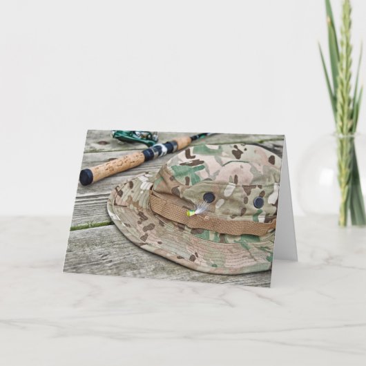 vis hoed en verjaardag met hengel kaart (Voorkant)