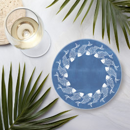 Vis in Blauw & Wit Zandsteen Onderzetter