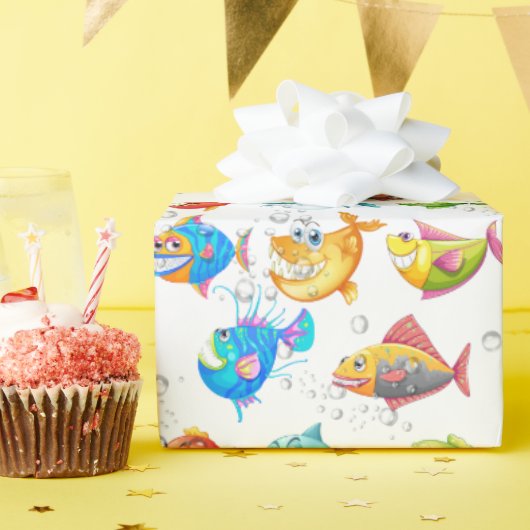 Vis in bubbels cadeaupapier (Verjaardagsfeest)