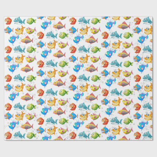 Vis in bubbels cadeaupapier (Vlak)