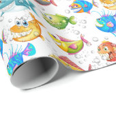 Vis in bubbels cadeaupapier (Rol Hoek)