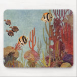 vis in de oceaan, tropisch koraal Angelfish Muismat<br><div class="desc">illustratie van het mariene leven tropische engelvissen die zwemmen in een koraalrif. Zet je duikuitrusting aan, zwom met de vis en reis onder water naar de bodem van het diepe blauwe zee!</div>