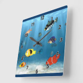 vis in de oceaan vierkante klok (Hoek)