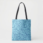 Vis in de Zee Blauwe Canvas tas (Voorkant)
