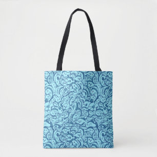 Vis in de Zee Blauwe Canvas tas