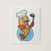 Vis in glas als Cook met soep Legpuzzel (Verticaal)